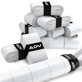 ADV MaxTac Tacky Tennis Overgrip - Extremely Sticky Non-Slip, Razor-Thin & Easy to Use Pro Tennis Racket Grip Tape, White, 12 Pack