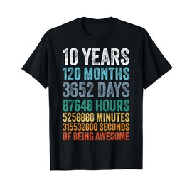 10 Year Old BDay Decorations Son Boy 10yr 10th Birthday T-Shirt