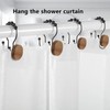 Double Shower Curtain Hooks, Wood Decorative Shower Curtain Rings, 12