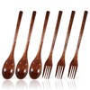 LIQWEI 6 Pcs Wooden Forks And Spoons, Wooden Utensil Set