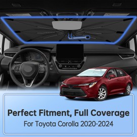 Windshield Sun Shade Umbrella for Toyota Corolla 2020-2024, Foldable Sunshade for Car Front Window, 360 Rotation Automotive Interior UV Protection for Outdoor Parking, Keep Car Cool
