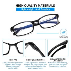 Suertree Distance Glasses Women's Blue Light Filter Myopia Glasses Lightweight Myopia Glasses for Men Black, black