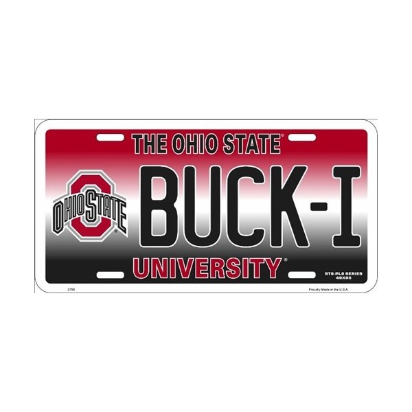 Ohio State University Buck-I Collegiate Embossed Vanity Metal Novelty License Plate Tag Sign