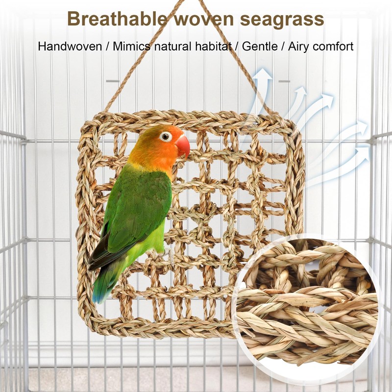 2Pcs Natural Sea Grass Parrot Mat - Foraging Chew Wall