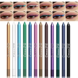 FantasyDay 12 Colorful Eyeliner Pen Set,Eye Shadow Pencil,Pearl Eyeliner Kit Metallic Eyeliner Pencil Glitter Eyeliner for Women Eye&Lip Liner Professional Colorful Eyeliner Eye Color Eye Makeup Set