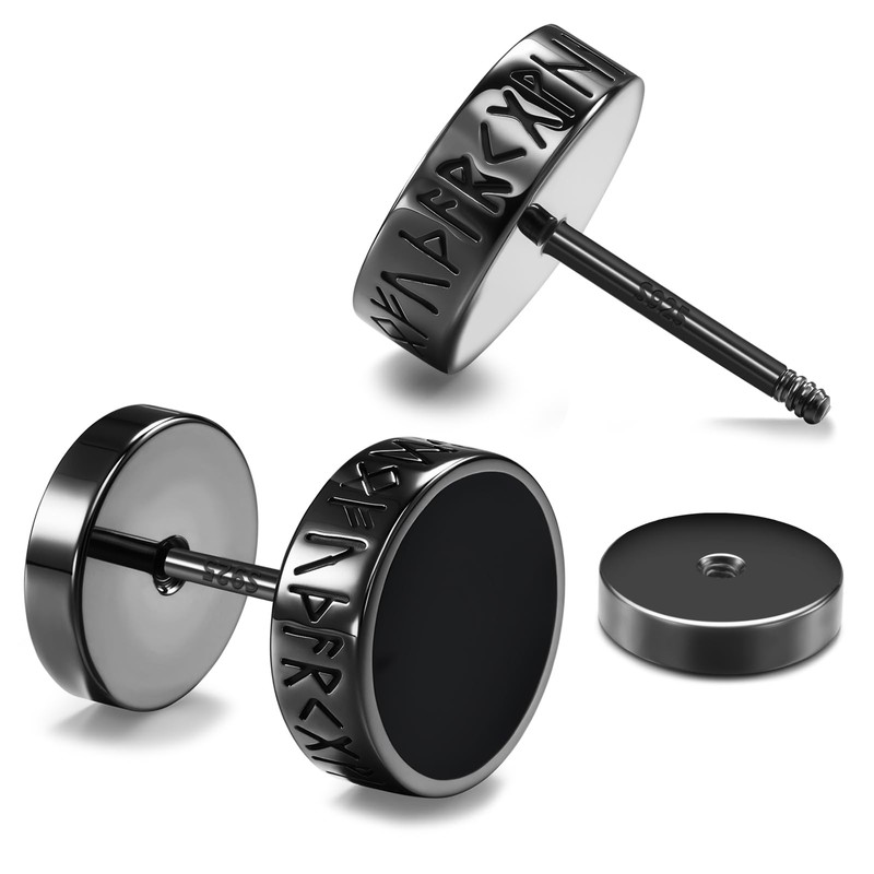 FEEL STYLE 925 Sterling Silver Viking Rune Stud Earrings for