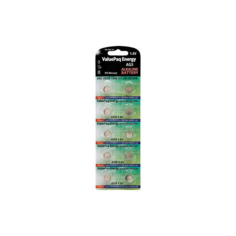 Dantona VAL-AG5-10 ValuePaq Energy AG5 Alkaline Coin Cell Batteries, 10