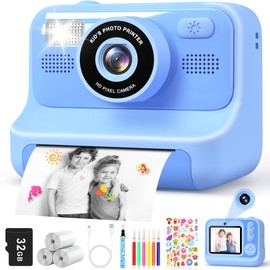 Subtail Kids Camera Instant Print - 2.4'' Instant Camera for Kids with 32GB Card | 3 Rolls Print Paper - 1080P Selfie Kids Digital Cameras - Birthday Kids Toys Gifts for Girls Boys Aged 3-12 - Blue