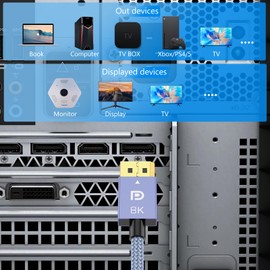 Meliya 8K DisplayPort Cable 1.4, 6.6ft DP Cable (8K@60Hz, 4K@144Hz, 2K@240Hz) 32.4Gbps High Speed Braided DisplayPort for HDR,HDCP,FreeSync,G-Sync,Gaming Monitor,Graphics,PC,TV,Laptop (6.6 Feet)