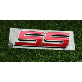 1Pc Front Door SS Decal Stickers 3D Nameplates Badge Emblem Compatible with Impala Trailblazer SS 15211285 Universal Vehicles, Cars, Truck (Chrome Red)