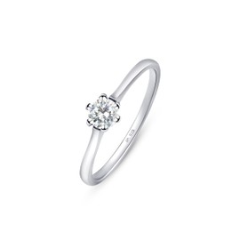 Amberta Sterling Silver Engagement Ring in Silver Cubic Zirconia: Solitaire Promise Ring, Size U