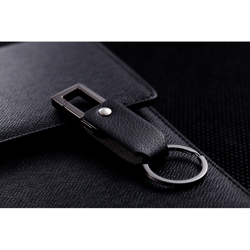 Cerbery - Leather Keyring with Rings and Gift Box, black