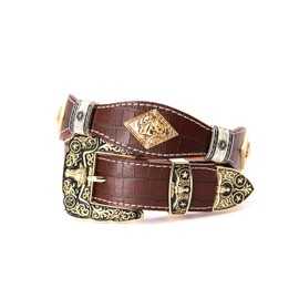 West STAR Concho Rodeo Cowboy Belt Genuine Leather Clear Stone 8001B HORSE CF L
