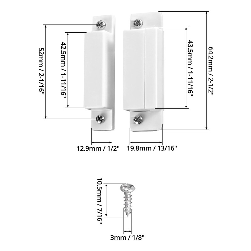 QWORK MC-31 Wired Surface-Mounted NC Magnetic Door Window Contact Sensor
