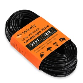 Wirefy 12/2 Low Voltage Landscape Lighting Copper Wire - 12-Gauge 2-Conductor 50 Feet | Low-Voltage Wire | Low Voltage Wiring | Low Voltage Wire 12/2 | Landscape Wire 12 2