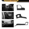 CNNELL Dashboard Panel Door Handle Trim Bezels Carbon Fiber Compatible