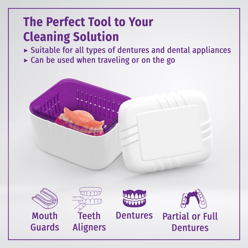 Novadent Dentures Cleaner Soaking Bath – Cleaning Container for Dental