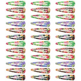 Zac's Alter Ego Set of 36 Assorted Colour 5cm Bright Floral Print Sleepy Clips/Snap Hair Clips