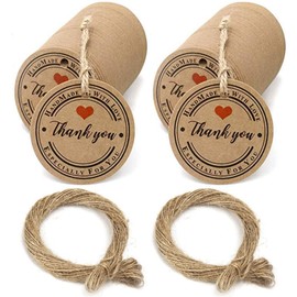 200 Stück Dankeschön-Geschenkanhänger, mit Liebe, Kraftpapier, Geschenkanhänger mit Schnüren, zum Aufhängen, Hochzeitsetiketten für Hochzeitsgeschenke (rund)