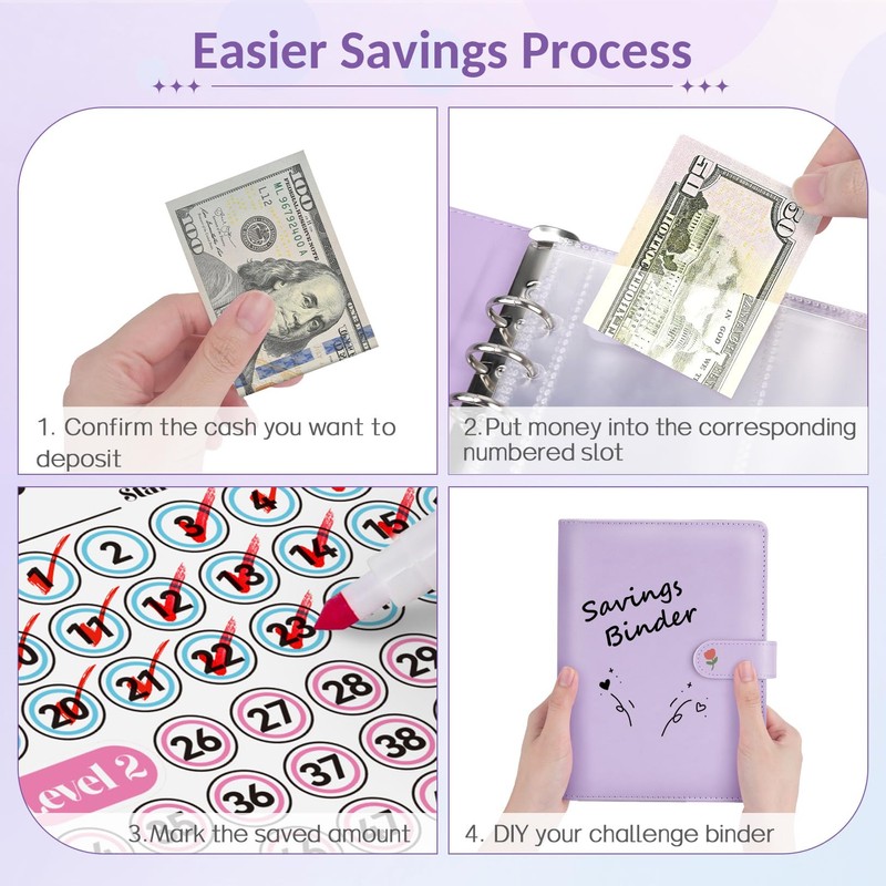 Sooez 100 Envelopes Money Saving Challenge, Savings Challenges Book with