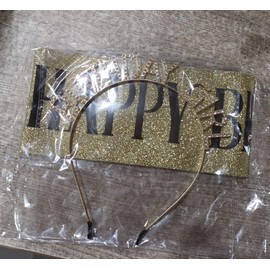 PQRUU Birthday Sash and Crown Girl Headband Tiara Rhinestone Happy Birthday Sash Glitter Black and Golden Accessories Set Party Decorations Supplies Gifts for Girls Princess Queen Women Adult Woman