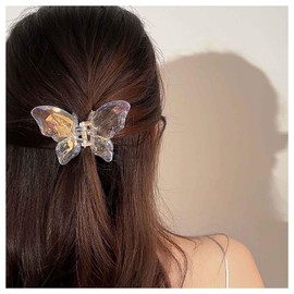 Inilbran Vintage Butterfly Claw Clips Colorful Butterfly Claw Hair Clips Rainbow Butterfly Jaw Clips Barrette French Butterfly Jaw Clips Clamp Barrettes Decorative Hair Accessories for Women Headdress