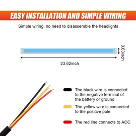 2PCS 24 Inch Car LED Strip Lights, Waterproof Car Daytime Running Light Strip, Flexible DRL Dual Color Sequentially Flow Turn Signal Strip Light, LED Headlight Strip for Car Truck SUV (White/Yellow)