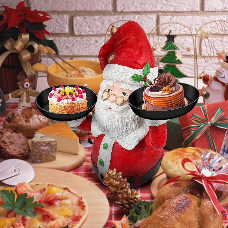 Christmas Snowman Treats Holder Santa Holding Tray Fruit Bowl Rack