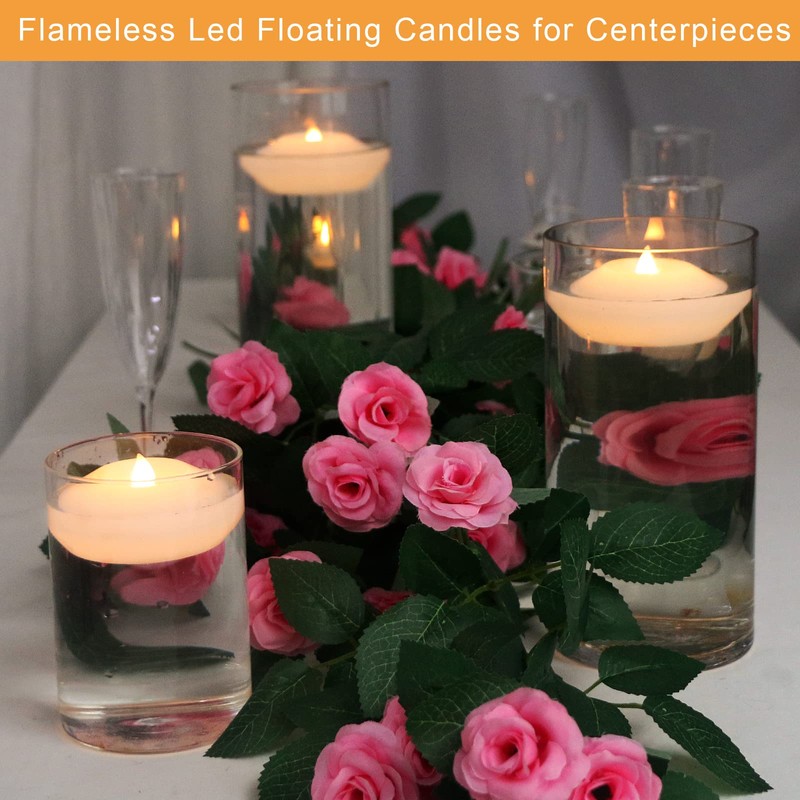 LARDUX 3 Inch Led Floating Candles - 12 PCS Flameless