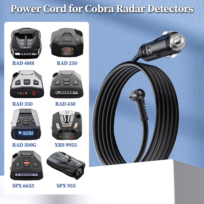 Car Charger for Cobra Laser Radar Detector Rad 480i 250