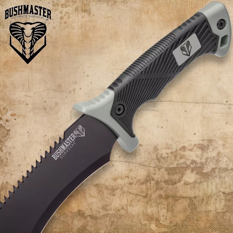Bushmaster Kukri Machete Knife with Nylon Sheath | Sawback Blade