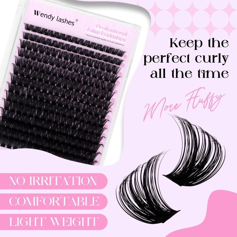 Eyelash Extensions, D Curl, Natural Eyelash Clusters, Lashes, 100D-10-18 mm,