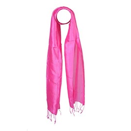 YSS Silk Scarf 1 A Quality Made in Thailand Plain (30 x 163 cm, Pink), pink