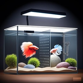 iPriro 3 Gallon 12.6” L Fish Nano Glass Aquarium, with Separator Plate for Betta, Multi-Functional Square Fish Tank with Filter, LED Light, Black 4mm Glass
