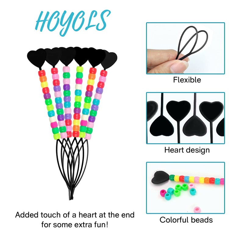Hoyols Quick Hair Beading Tools with Colorful Pony Beads Magic