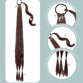 Echthaar Zopf Haarteil Zopf Pferdeschwanz Haarteiledreadlocks Extension Haarsträhnen zum Einflechten Ponytail Extension Echthaar Haarzopf Verlängerung (Braun)