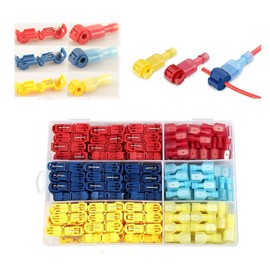 240 Piece T-Tap Connector Set, Power Thief Quick Connect Clamps for Car Motorcycle and Boat Cables Electrical Connection Terminals (Blue, Red, Yellow)