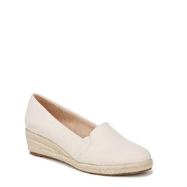 LifeStride Womens Kamilla Wedge Espadrilles Cream Linen 9 M