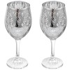 MyGift 10 oz Stemmed Wine Glass Glassware Duo with Silver