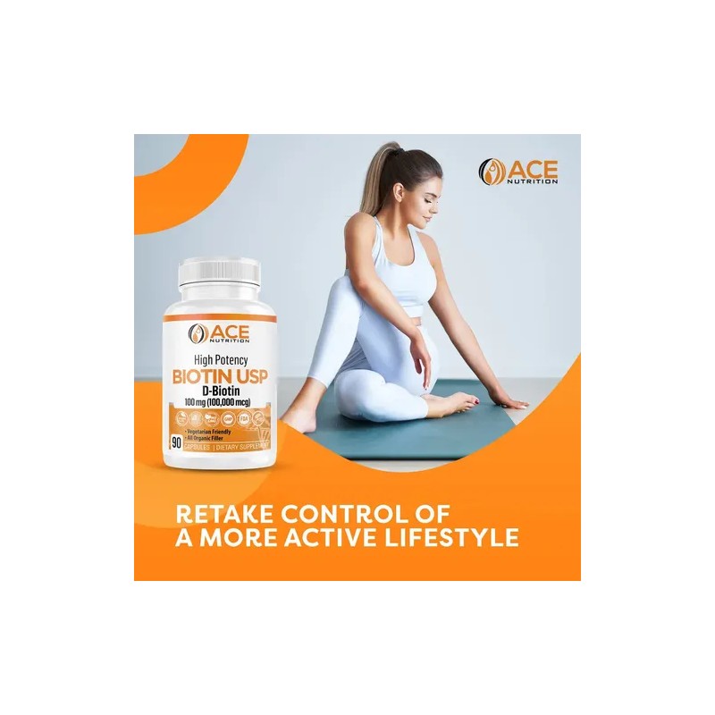Ace Nutrition Biotina Alta Potencia Cápsulas 100,000 Mcg