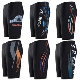 a326 Plus Size Men's Swim Trunks - Comfortable Fashion, Long Leg Mid-Length Low-Waist Printed 3XL (75.00 Kg-95.00 Kg/Sapphire Blue-Jingpa) 10ea