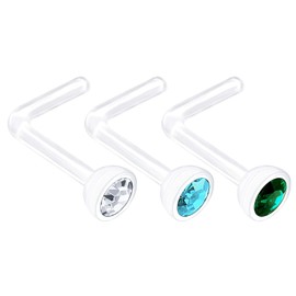 KJM Fashion Flexible Acrylic Nose Rings 0.8 mm 20 g Earrings Pack of 3, Acrylic