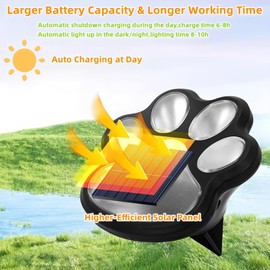 4 Pack Paw Print Solar Light Outdoor,Solar Dog Paw Light for Garden Decorations,IP65 Waterproof Solar Powered Yard Cat Puppy Lights for Lawn Pet Cemetery Pathway Patio Pet Lovers (Colored Light)