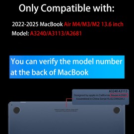 Teryeefi Compatible with MacBook Air 13.6 Case M2 M3 M4 2022-2024 2025 Release (Model:A2681 A3113/A3240), Plastic Hard Shell Cover with Screen Protector & Keyboard Cover & USB 3.0 Adapter, Green Leaf