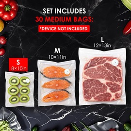 Elxis Reusable Vacuum Sealer Bags for Food – 30 Small (8 x 10 in) –Odor-Resistant, Leak-Proof-Microwave – Compatible with Elxis Vacuum Sealers