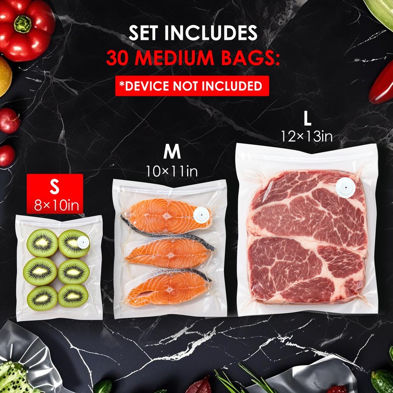 Elxis Reusable Vacuum Sealer Bags for Food – 30 Small