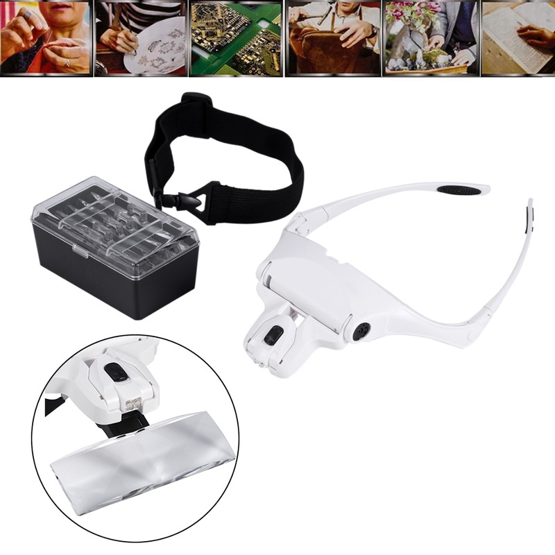 New 5 Lens Headset Magnifier With LED Lights Hand Free