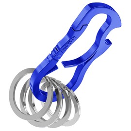 Idakekiy Zinc Alloy Key Chain Carabiner Clip Key Holder with Bottle Opener 4 Key Rings for Men Ink Blue, Ink Blue, Small