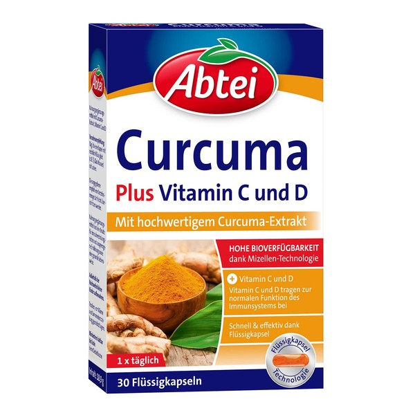 Abtei Curcuma Plus Vitamin C and D - 30 Capsules 37 g