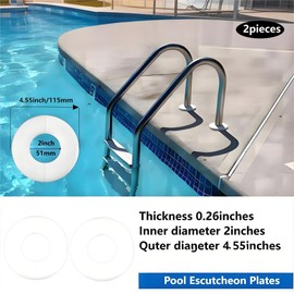 Pool Ladder Escutcheon Plates, Cover Plates & Trim Rings for 1.9" Inner Diameter Tubing –Fits Pool Handrails & Covers for Inground Pools Collars, not of Metal, for Fastening Pipes（2）